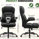 Brick Attic Leather Office Chair with Flip Up Arms, 360 Swivel Ergonomic Desk Chair with Wheels, Adjustable Height Computer Chair with Padded Seat for Home Office, Study,Gaming Room, Black