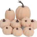 9PCS Fall Pumpkin Decor - Plastic Artificial Fake Pumpkins Used for Home Party Outdoor Decor and Thanksgiving Decorations(Pink)