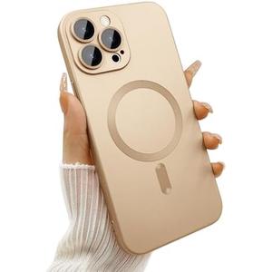 ankofave Magnetic case for iPhone 13 Pro Phone Case for Women, Matte Luxury Soft Metallic Luster Design with Camera Lens Protector, Compatible with Magsafe Case for iPhone 13 Pro 6.1" -Champagne Gold