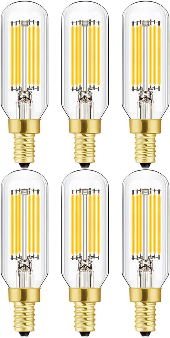 Dimmable E12 LED Bulbs 6W, T6 Edison Light Bulbs Soft White 3000K, 60W Candelabra Incandescent Bulbs Equivalent Vintage LED Filament Edison Candle Bulb, 600lm, 6Pack.