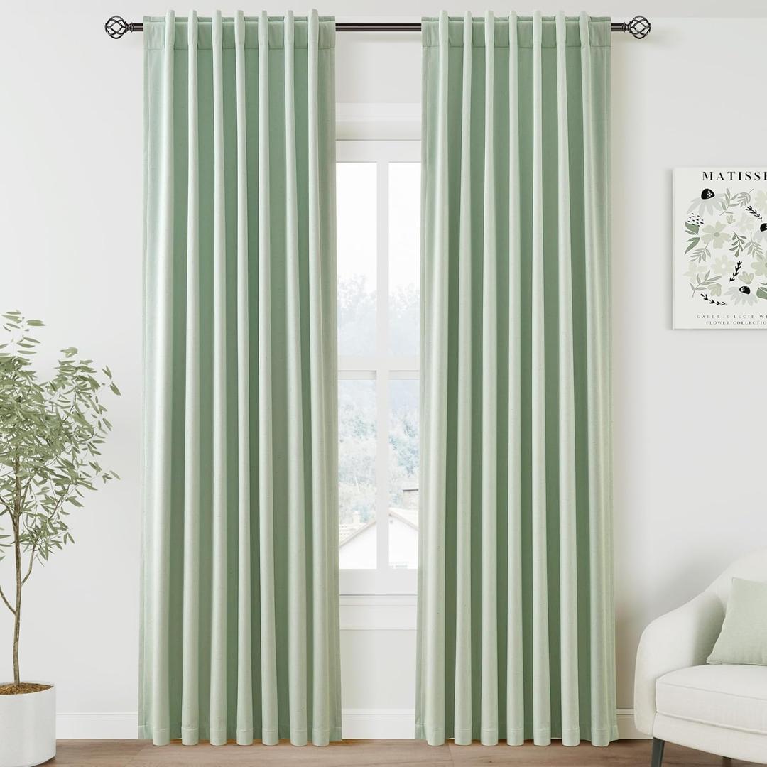 Full Black Out Aqua Green Window Curtains 84 Inches Long Back Tab Rod Pocket Thermal Insulated Noise Reducing Full Light Black Out 2 Panels Set for Living Room Elegant Modern Curtains Drapes 52x84