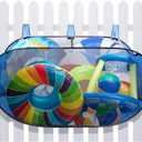 Adnee 60 x 30 x 24 Inches Pop-Up Pool Float Storage Bag,Hanging Mesh Pool Organizer for Fence Pool Side,Foldable Pool Toy Storage Mesh Basket for Floats,Balls,Inflatable Toys and Pool Accessories
