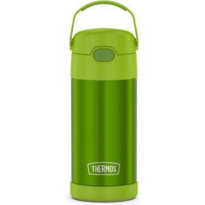 THERMOS FUNTAINER Water Bottle with Straw - 12 Ounce - Kids Stainless Steel Vacuum Insulated Water Bottle with Lid, Lime
