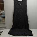 Amazhiyu Women's 100% Linen Summer Sleevelesss V-Neck Wrap Midi Dresses Casual (Large, Black)
