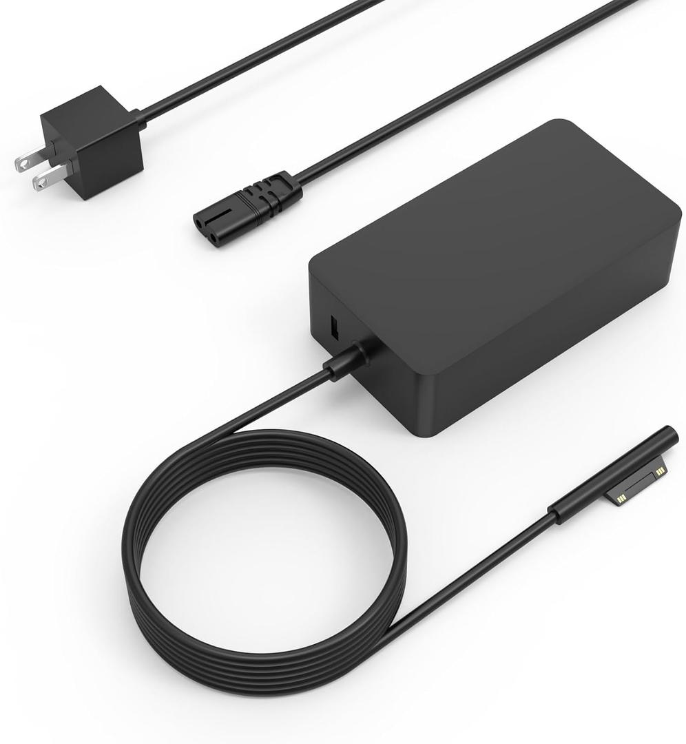 GKLSPL 65W Charger Compatible with Microsoft Surface Pro 11,10,9,8,7+,7,6,5,X,for Windows Surface Laptop 7,6,5,4,3,2,1,Go/Book 3,2,1,44W,36W,LED,10FT