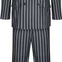 Mens Costume 1920s Gangster Suit Striped Blazer Pants Shirt Tie Outfit Halloween Cosplay Party Uniform (Medium, Adult)