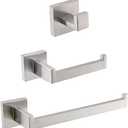 Turs 3-Piece Bathroom Accessory Set SUS 304 Stainless Steel RUSTPROOF Toilet Paper Holder Towel Bar/Holder Robe Hook Wall Mount, Brushed Finish, Q7010BR