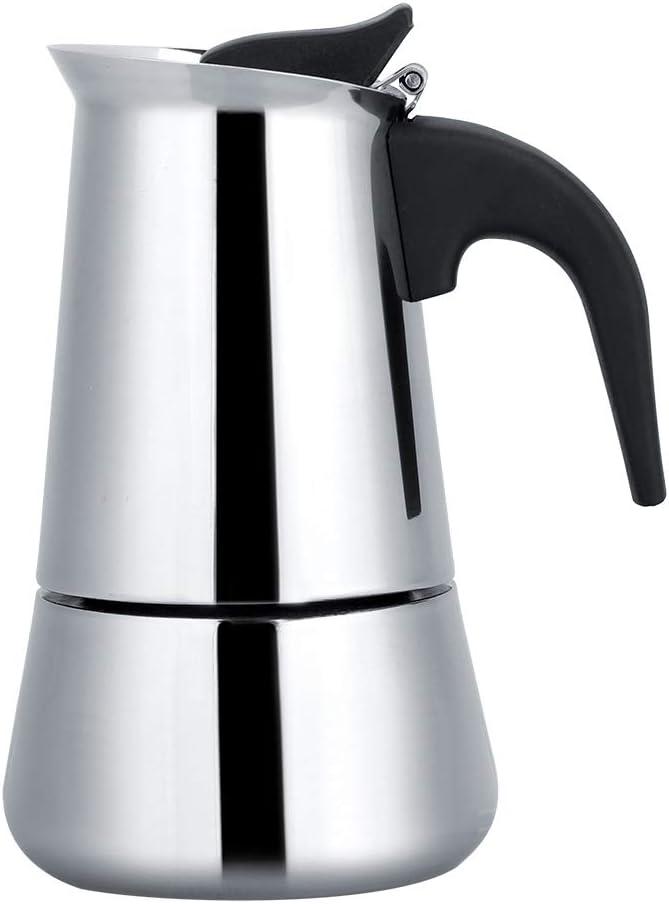 Stovetop Espresso Maker, 2/4/6/9 Cups Portable Stainless Steel Moka Pot, Italian Coffee Maker for Gas, Stovetop, Induction Cookers(300ml)