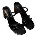 SM New York Block Heel Sandals Strappy Slip On Mules Minimalist Black, 9.5