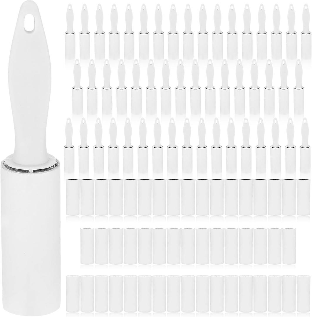 Hushee 50 Pack Mini Lint Rollers 3000 Sheets Travel Size Lint Roller Small Portable Remover for Couch Furniture Clothes Cat Hair Removal 5.9 x 1.1 Inches (White)