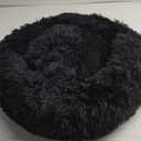 Dog Calming Beds for Small Medium Large Dogs - Round Donut Washable Puppy Dog Bed, Anti-Slip Faux Fur Fluffy Donut Cuddle Anxiety Cat Pet Bed(20" Black