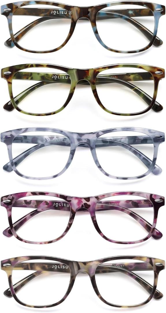 Reading Glasses For Women - 5 Pack Stylish Readers For Womens Men Spring Hinge Eyeglasses -Blue Light Blocking Protection Frame (2.25)
