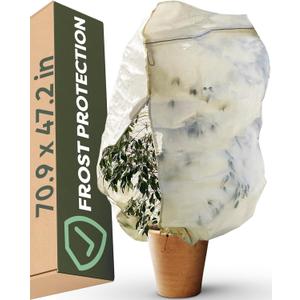 Plant Covers Freeze Protection 47"x71" - Winter Blanket with Drawstring & Zipper - Extra Thick & Durable Frost Cloth - Perfect for Shrubs Outdoor Potted Plants & Fruit Trees
