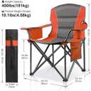 Oversized Padded Camping Chairs for Adults,Heavy Duty Support 400 Lbs,Folding Portable Lawn Chair w/Cup Holder,Cooler Bag,Side Pocket,Perfect for Outdoor Picnic,Hiking(Orange), 1 Pack