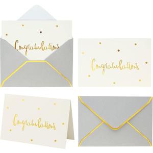 Winoo Design Gold and White Congratulations Cards with Envelopes - 36 PK All Occasion Greeting Cards 4x6 Inches for Bridal Shower Graduation New Home Engagement Congrats Card