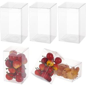 BENECREAT 30PCS 2.3x2.3x4 Film Covered Clear Plastic Party Favor Box for Wedding Party Decor, Chocolates, Candy Cookies Favors, Mother's Day Festival Gift Packaging