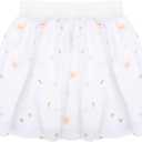 Bezioner Tutu Skirts for Toddler Girls Layered Embroidery Tulle Skirts for Girls Floral Skirt Party Customes (White) Small