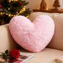 Nydotd Heart Pillows Cute Fuzzy Throw Pillow Pink Love Heart Shaped Decorate Pillows for Bed Livingroom Sofa Gifts Home Decor Cushion Small 11.8" x 10"