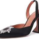 VETASTE Women's High Heel Crystal Slingback Pumps Pointed Toe Strappy Triangle Heeled Party Wedding Bride Pump Shoes Black, 7.5, Black