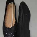 Women's Ballet Flats Black PU Leather Dress Shoes Comfortable Round Toe Slip on Flats with Breathable Eyelets 9.5, Black 