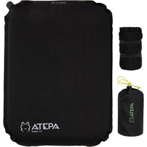 ATEPA Inflatable Seat Cushion, Self-Inflating Portable Stadium Airplane Travel Foam Cushion Pad for Camping, Sports Events, Outdoor (1 Pack Black)