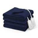 Sunbeam Electric Heated Bed Blanket Navy Soft Microplush 12 Heat Settings King 90 x 100