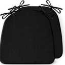 IASEAHK Chair Cushions for Dining Chairs Set of 2, Non Slip Kitchen Chair Pads, 17" x 16" x 2", Indoor Dining Chair Cushions with Ties, D-Shaped Seat Cushions for Kitchen Chairs, Black, 2 Pack