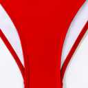 Fanuerg Women's Sexy V Neck Bikini Sets Hollow Out Two Piece Swimsuits Cutout Mid Waist Bathing Suit (Red, XS)
