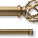 MODE Premium Collection Double Curtain Rod Set with Birdcage Finials - 36 to 72 in, Warm Gold (Fits 36" - 72" wide windows)