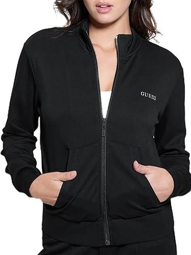 GUESS Women's Eco Gelsey Full Zip Sweatshirt, Jet Black , Size L