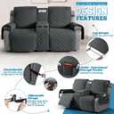 TAOCOCO 100% Waterproof Loveseat Recliner Covers with Console, Dark Gray