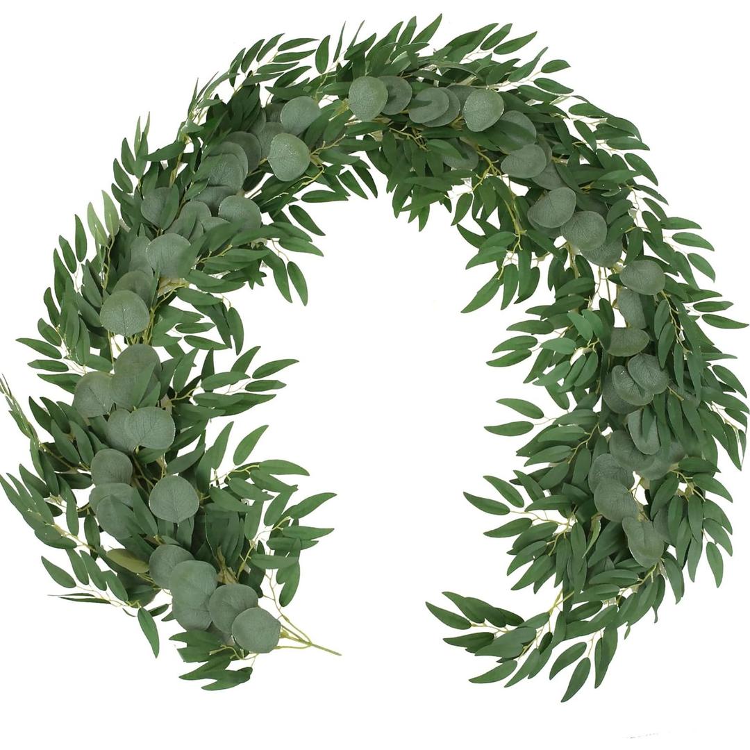 Trimgrace 1 Pack Thick Artificial Eucalyptus Garland 6.1FT Faux Greenery Garland for Wedding Backdrop Table Runner Centerpiece DIY Wreath Decor