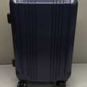 Coolife Luggage Expandable Suitcase PC+ABS with TSA Lock Spinner (Navy, Small (20'' Carry On)