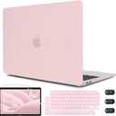 CISSOOK Baby Pink Case for MacBook Air 13 Inch A2337 M1 A2179 A1932 2021-2018 Release, Plastic Chalk Pink Hard Shell Cover with Keyboard Cover & Screen Protector for MacBook Air 13 with Touch ID 2021