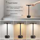 Rechargeable Cordless Table Lamps, Portable 5000mAh Outdoor Table Light, 3 Color Stepless Dimming LED BedsideTable Lamp with Memory Function, Battery Lamp for Kitchen/Dinner/Patio/Restaurant(Black)