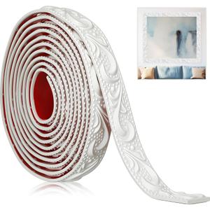 Peel and Stick PVC Crown Molding Trim Flexible Molding Trim 13.1 ft x 1.2" Self Adhesive Wallpaper Wall Border Mirror Frame Baseboard Cabinet for Home Decor Edge Background (White)