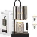 Candle Warmer Lamp with Timer, Electric Candle Warmer for Jar Candles, House Warming Gifts, Modern Home Decor Dimmable Wax Melting Lamp with Large Head, Black, Glass (Silver)