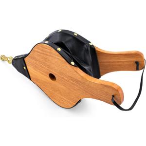 AMAGABELI GARDEN & HOME Wood Fireplace Bellows 19"x 8" Large Artificial Leather Bellow Fire Pit Air Blower With Hanging Strap Cast Nozzle Outdoor Cooking Fan Camping BBQ Grill Chimney Barbecue Tools