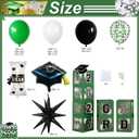 Congratulations Graduation Decor Class of 2026 Green and Black Balloons Arch kit with Balloons Boxes, Graduation Party Decor Gold Confetti Balloon Explosion Star Certificate Trophies Foil Balloon