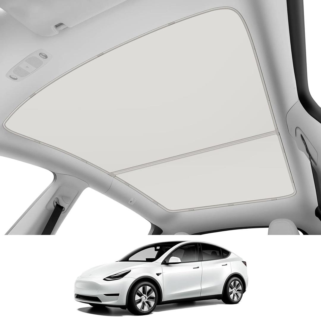 Roof Sunshades for Tesla Model Y 2021-2025, Upgraded [Cooling Tech, Heat Insulation] Non-Sag Sunroof Shade for Tesla Model Y Accessories (Not fit 2025-2026 Juniper)