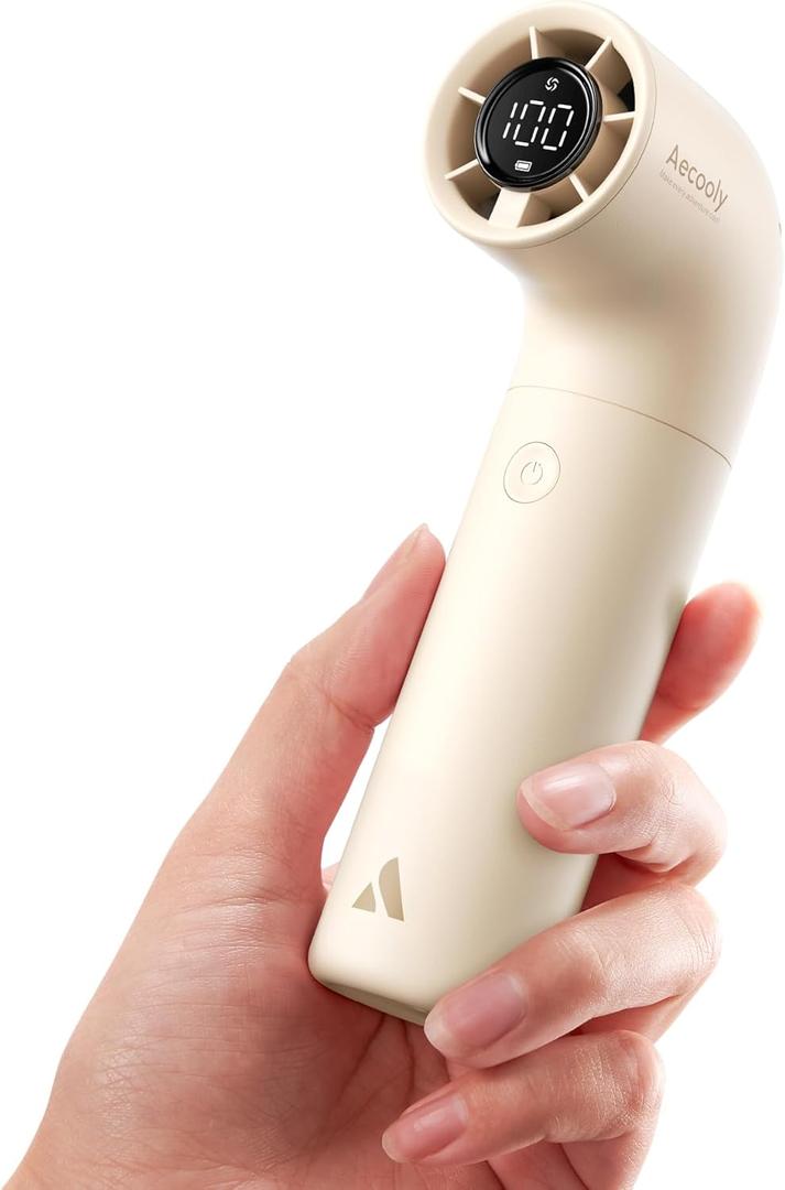 Aecooly Portable Handheld Fan, Powerful Turbo Mini Fan, 16500 RPM High Speed Aero, 14H Max Cooling Time, 5 Speeds Pocket Rechargeable Personal Small Travel GIfts for Women Men -Beige