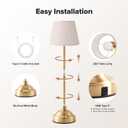 2 Pack Cordless Table Lamp, Rechargeable Desk Lamp with Fabric Shade, Battery Operated Lamp 3 Color Stepless Dimming, Small Touch Bedside Lamp Home Decor for Dining, Counter (Brushed Gold)