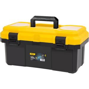16 Inch Tool Box with Lock, 2-Layer Heavy-Duty Organizer with Removable Tray, Liftable Lid for Small Parts, 25lb Capacity & Carry Handle for Tools, Camping, Medical Supply Storage