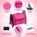 Large Pet Carrier with Wheels, Foldable Rolling Dog Carrier with Big Pocket, Cat Rolling Bag 21"x13"x13" for 2 Cats &Dogs, for Travel, Outdoor, Vet Visits, Camping, Indoor, Pink. (Not for Airline)