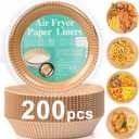 200pcs Air Fryer Disposable Paper Liner, Non-Stick Disposable Air Fryer Parchment Paper Liners, Baking Paper for Air Fryer Oil-Proof, Water-Proof, Food Grade Parchment, 6.3" in Bottom, 8" on top