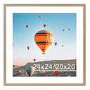 JCJMY 24x24 Picture Frame Rustic Brown with 20x20 Mat, Display Photo 20x20 with Mat or 24 x 24 Without Mat, Wall Hanging Large 24x24 Poster Frame with Shatter Resistant Plexiglass, Rustic Brown