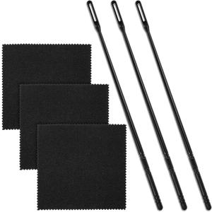 3 Sets Flute Cleaning Kit Black Flute Cleaning Rod with 3 Flute Cleaning Cloth Swabs Stick for Flutes Maintenance Tools