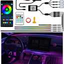 Ambient Lighting Car Led Lights Interior Kit, 4 in 1 Acrylic Led Lights for Car Center Console Dashboard,DC 12V APP Remote Control DIY Fiber Optic Music Sync RGB Neon Strip with Footwell Lighting