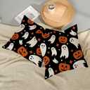 Halloween Pillow Covers 18x18 Pack of 2 Black Orange Ghost Pumpkin Throw Pillow Covers Outdoor Decoration,Autumn Halloween Holiday Ghost Pillowcase Linen Decorative Cushion Case for Couch Sofa
