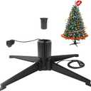 Stright 360 Degree Rotating Christmas Tree Stand, Revolving Artificial Tree Base for Tree Up to 7.5FT, Spinning Christmas Tree Stand with 2 Settings Trunk Diameter and One Built-in Electrical Outlet